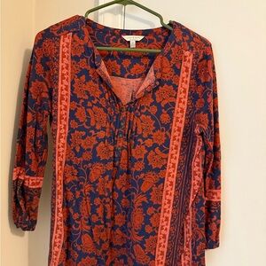 Lucky Brand Blue and Orange Floral Blouse